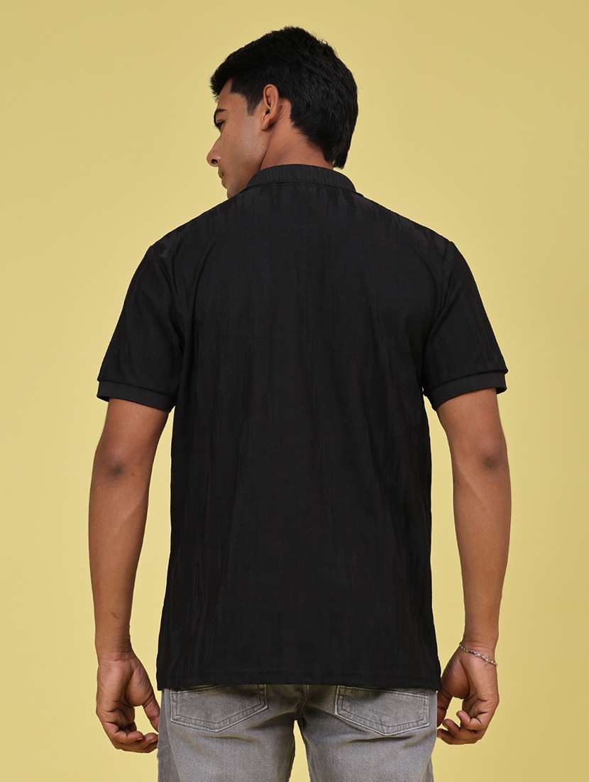 Men Self Design Short Sleeve Regular Fit Polo T-shirt - 22591368 -  Standard Image - 4