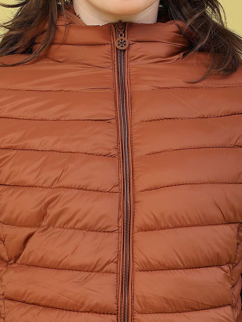 Women Solid Long Sleeves Hooded Puffer Jacket - 22591504 -  Standard Image - 1