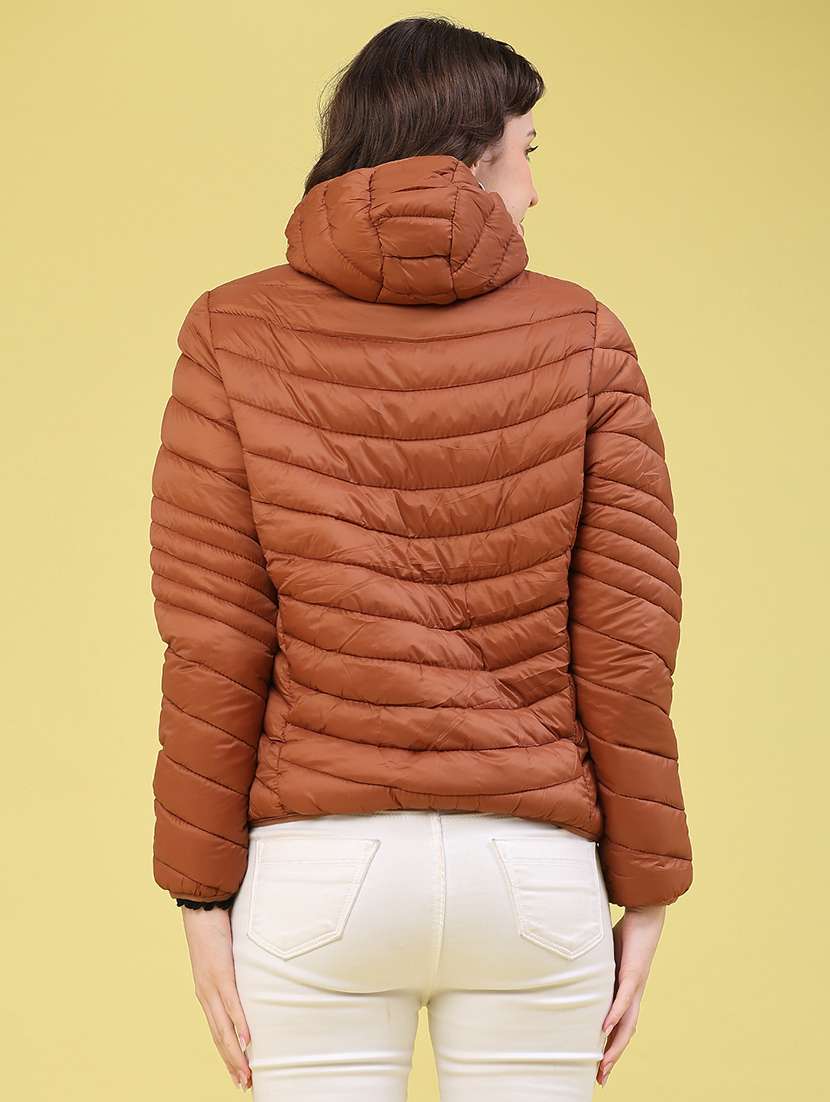 Women Solid Long Sleeves Hooded Puffer Jacket - 22591504 -  Standard Image - 4