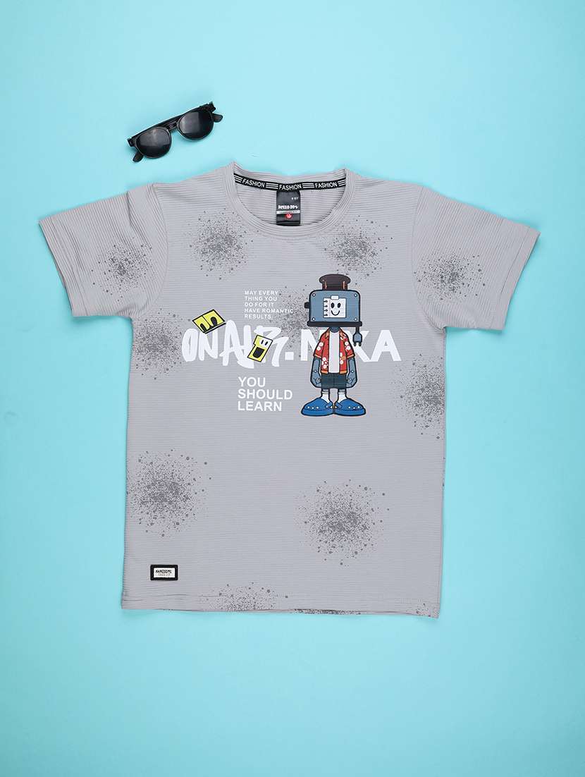 Boys Printed Short Sleeves Regular Fit T-shirt - 22591747 -  Standard Image - 1