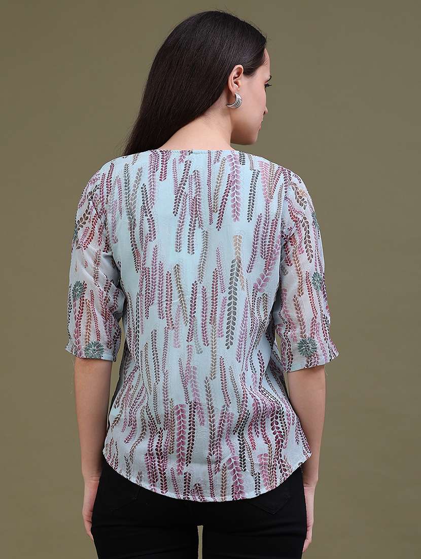 Women Printed Three Quarter Sleeves Regular Top - 22591991 -  Standard Image - 4