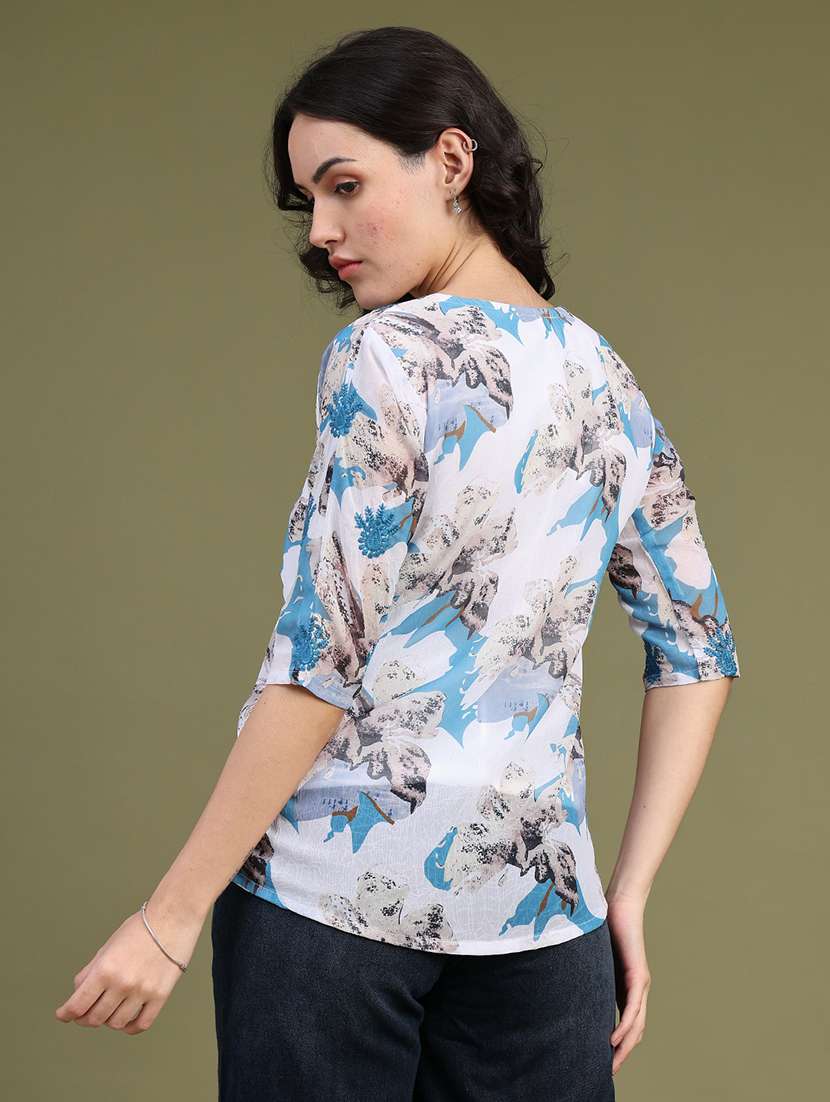 Women Printed Three Quarter Sleeves Regular Top - 22591993 -  Standard Image - 4
