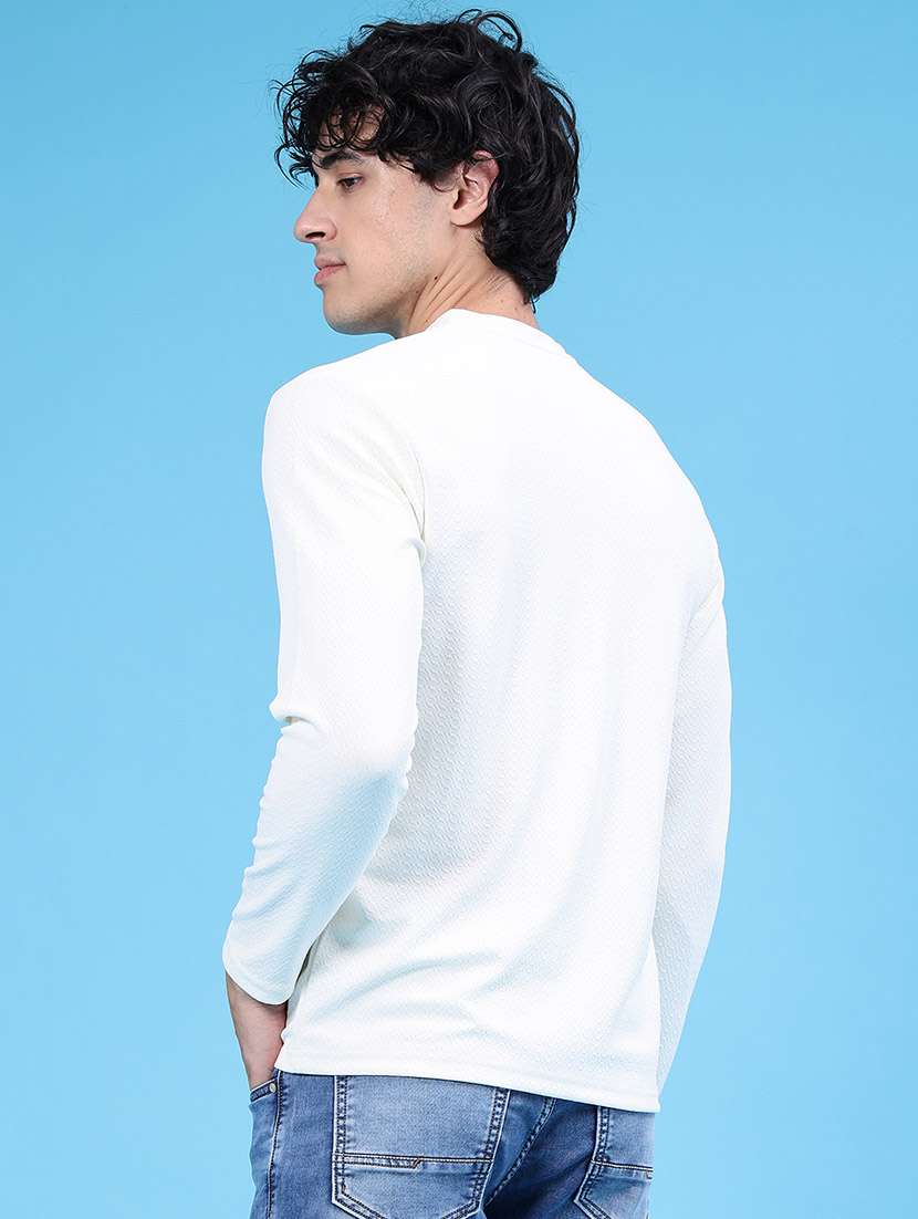 Men Self Design Long Sleeves Regular Fit T-shirt - 22592157 -  Standard Image - 4