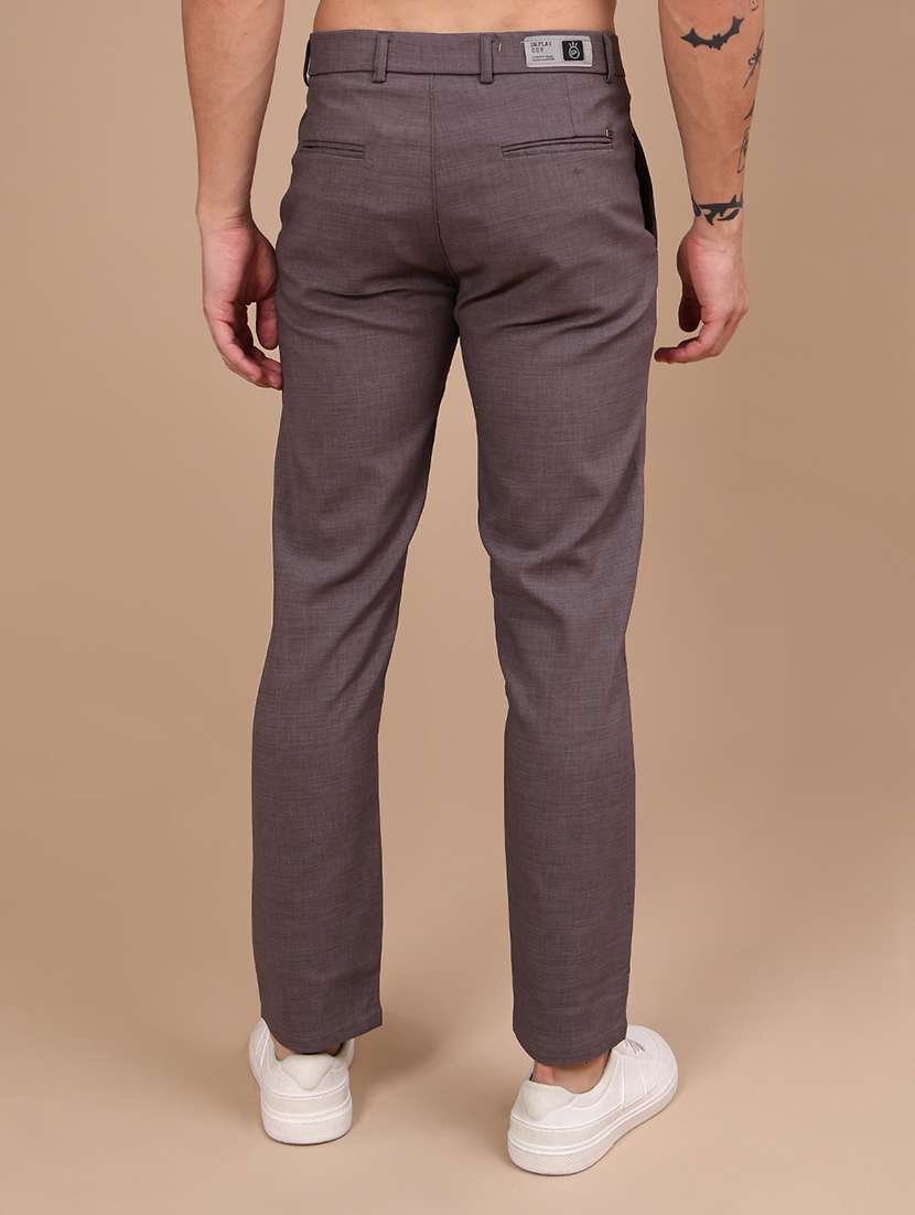 Men Solid Mid Rise Chinos Casual Trouser - 22592271 -  Standard Image - 4