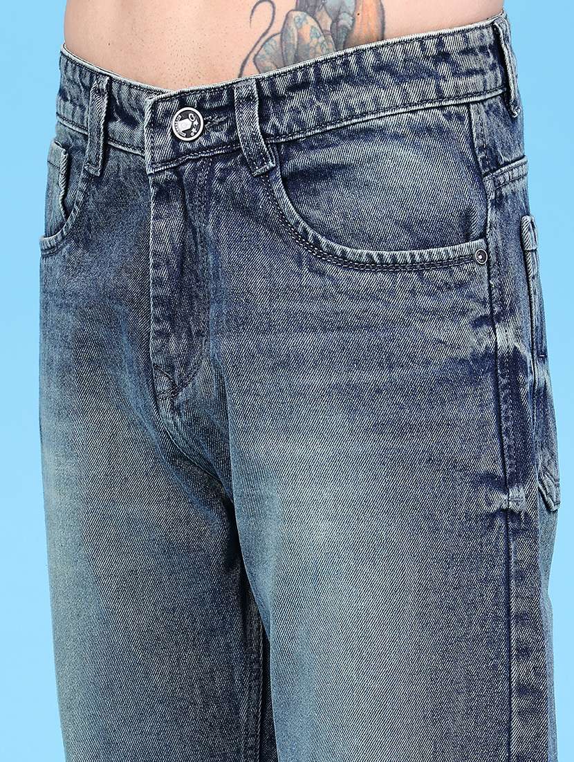 Men Washed Mid Rise Full Length Straight Jeans - 22592281 -  Standard Image - 1