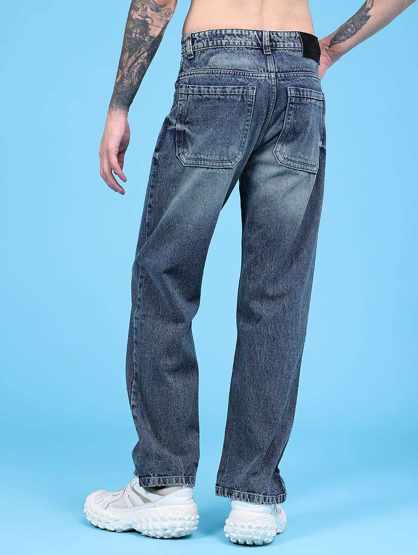 Men Washed Mid Rise Full Length Straight Jeans - 22592281 -  Standard Image - 4