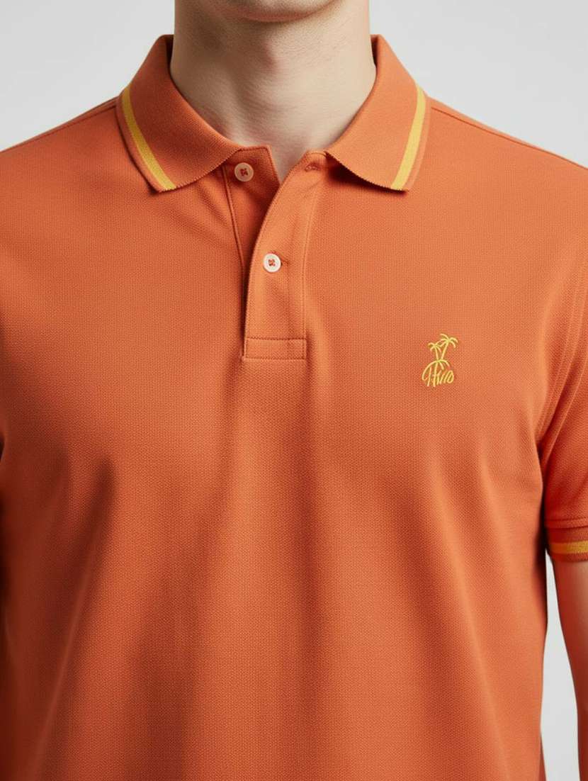 Men Solid Short Sleeve Regular Fit Polo T-shirt - 22592329 -  Standard Image - 1