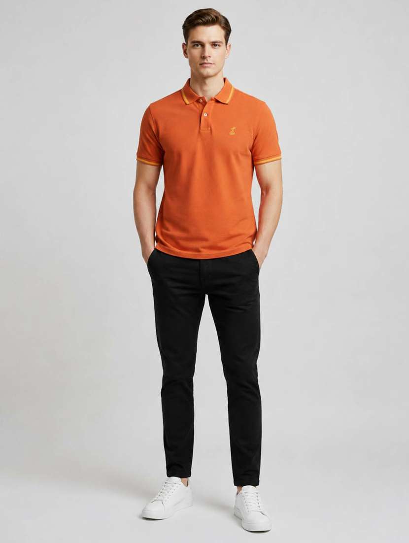Men Solid Short Sleeve Regular Fit Polo T-shirt - 22592329 -  Standard Image - 4