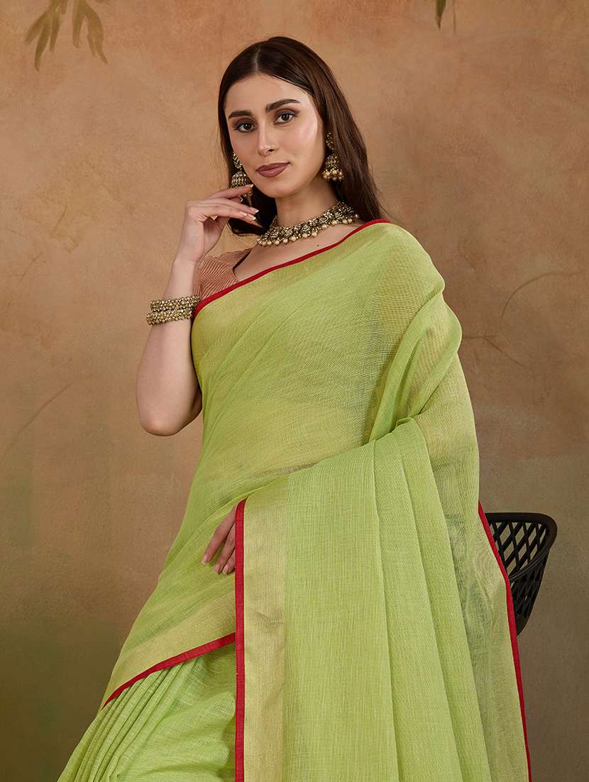 Women Solid Plain Saree With Blouse - 22592446 -  Standard Image - 1