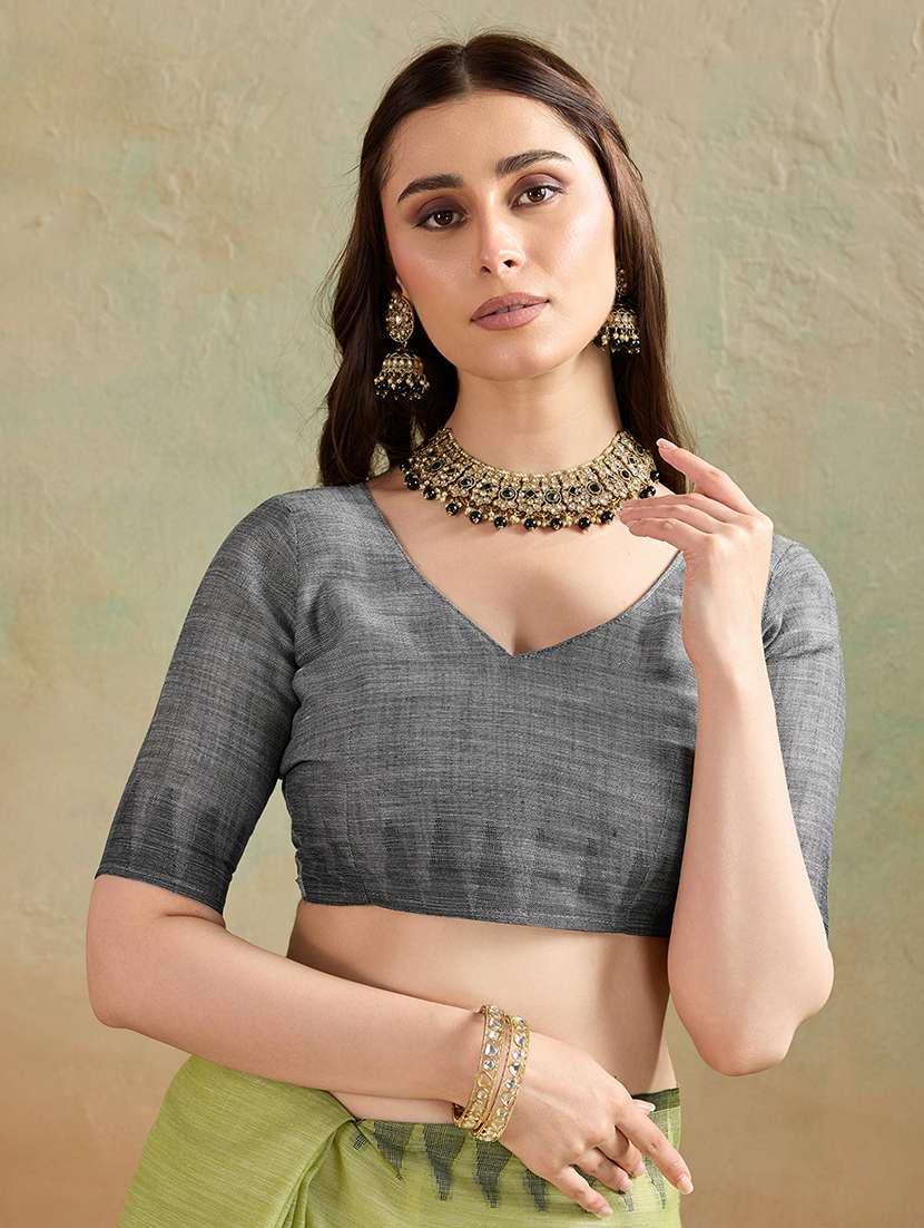 Women Self Design Handloom Saree With Blouse - 22592467 -  Standard Image - 4