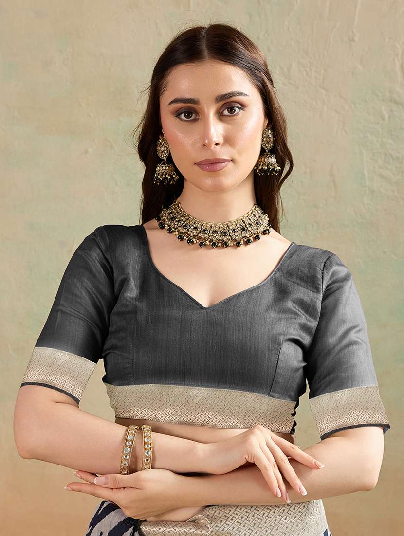 Women Printed Bordered Saree With Blouse - 22592482 -  Standard Image - 4