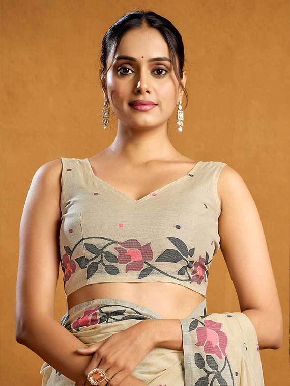 women self design handloom saree with blouse - 22592504 -  Standard Image - 4