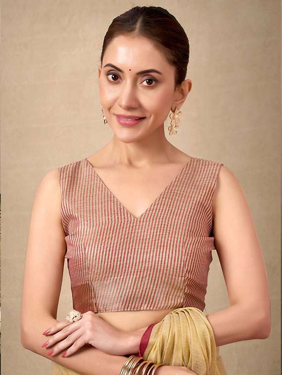 Women Solid Plain Saree With Blouse - 22592531 -  Standard Image - 4
