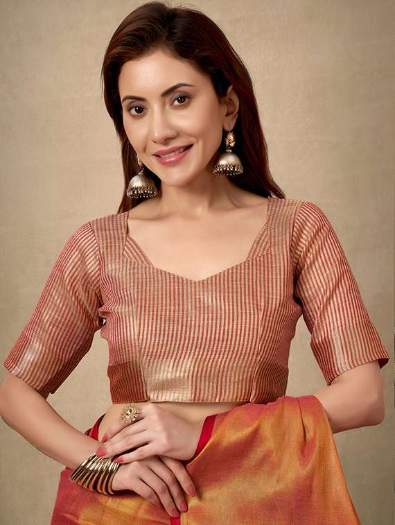 women solid plain saree with blouse - 22592538 -  Standard Image - 4