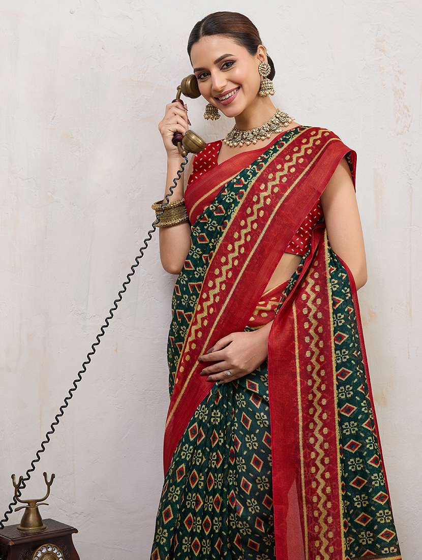 women printed casual wear saree with blouse - 22592549 -  Standard Image - 1