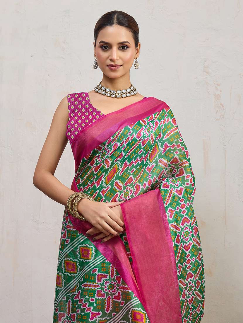 women printed patola saree with blouse - 22592566 -  Standard Image - 1