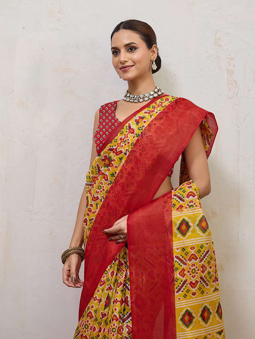 women printed patola saree with blouse - 22592572 -  Standard Image - 1
