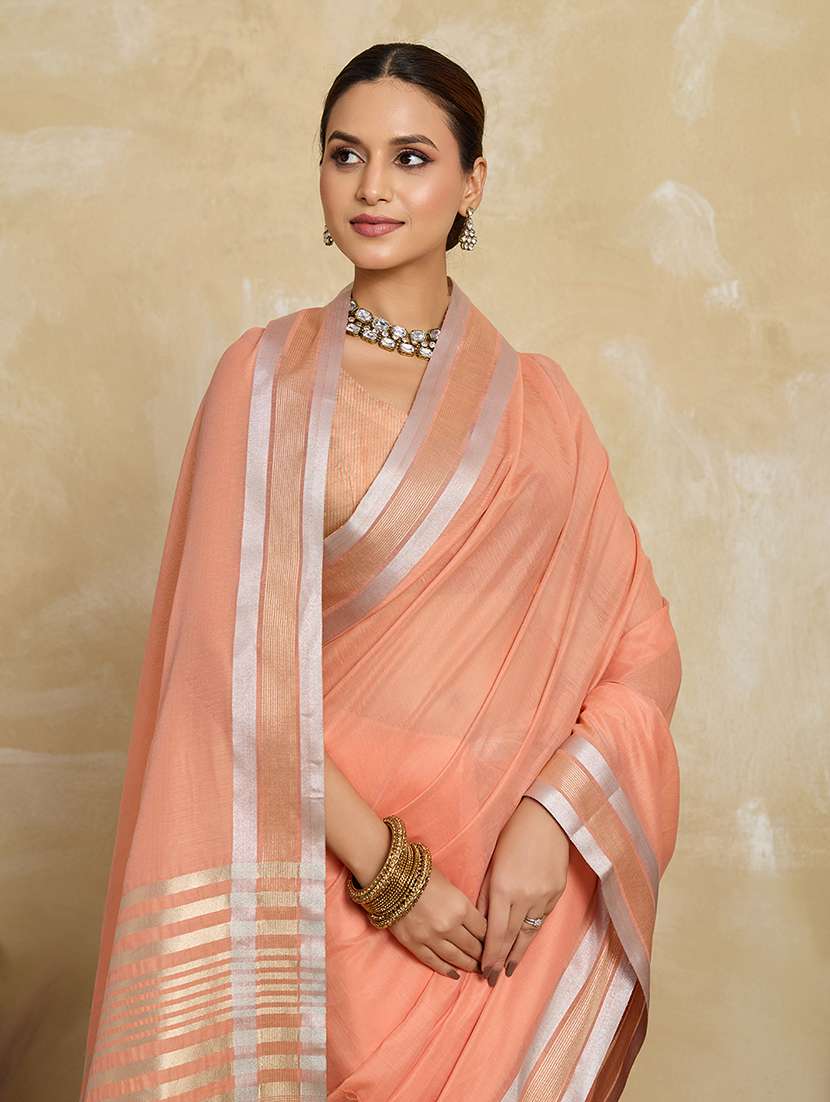 women solid with bordered saree with blouse - 22592577 -  Standard Image - 1