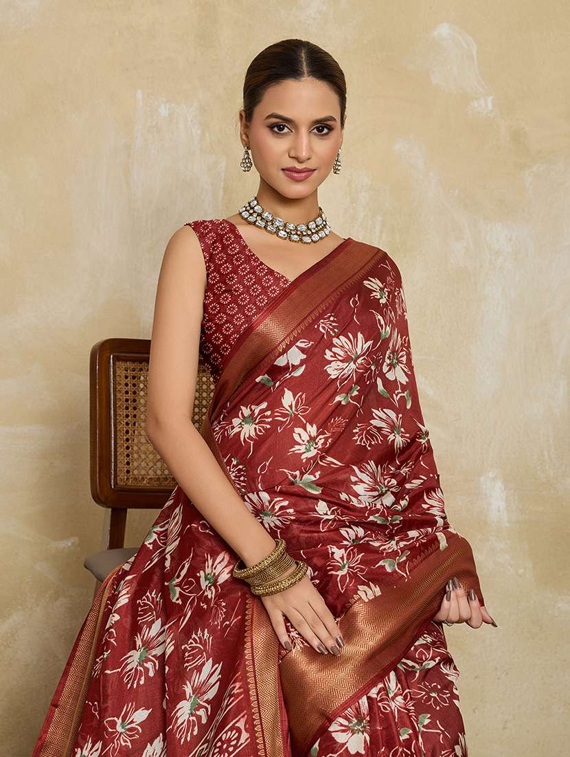 women floral printed saree with blouse - 22592602 -  Standard Image - 1