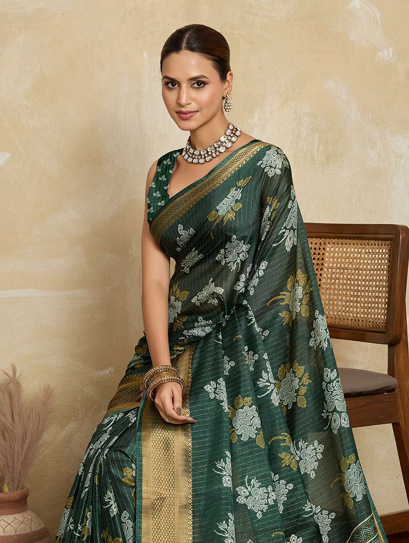 women floral printed saree with blouse - 22592606 -  Standard Image - 1