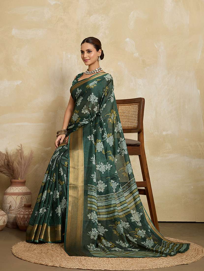 women floral printed saree with blouse - 22592606 -  Standard Image - 4