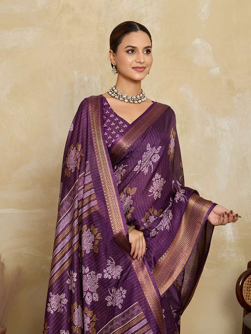 women floral printed saree with blouse - 22592609 -  Standard Image - 1
