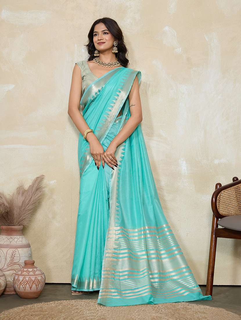 women solid with bordered saree with blouse - 22592635 -  Standard Image - 4