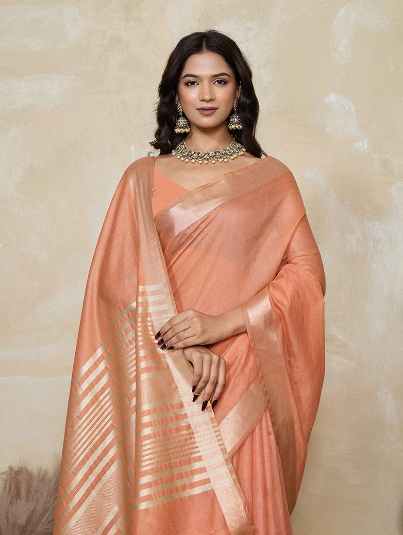 women solid with bordered saree with blouse - 22592648 -  Standard Image - 1