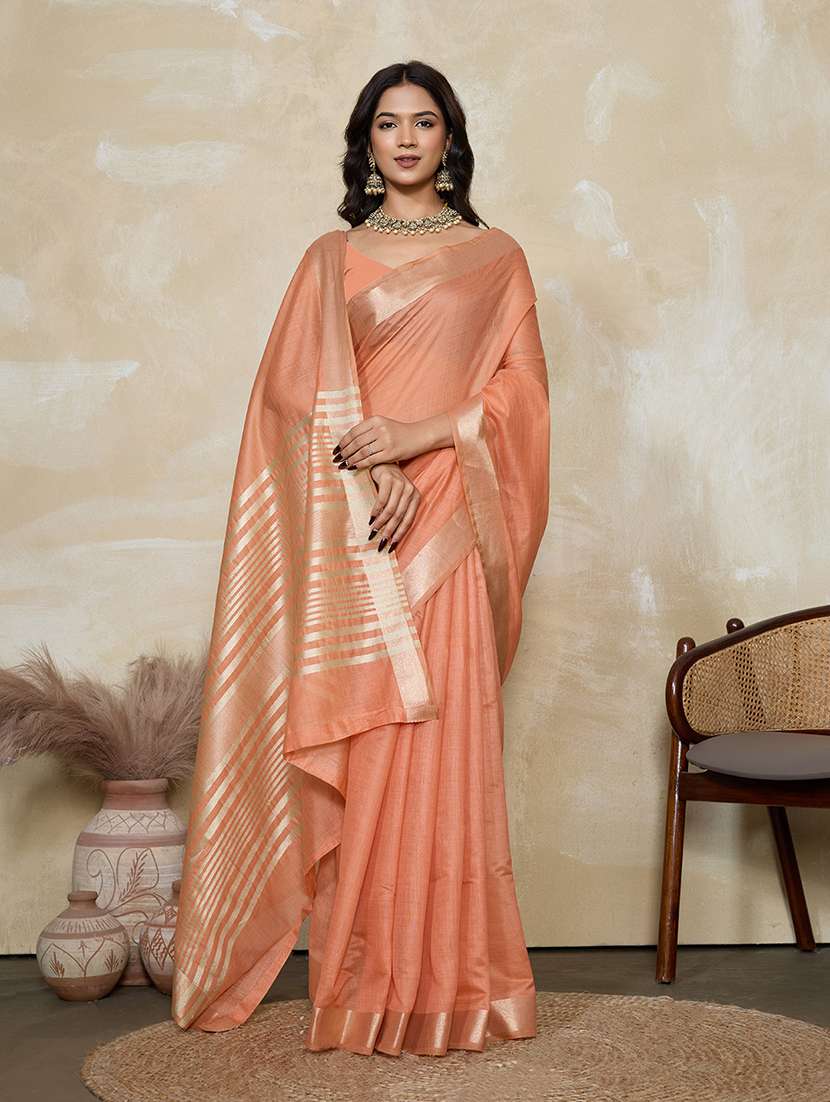 women solid with bordered saree with blouse - 22592648 -  Standard Image - 4