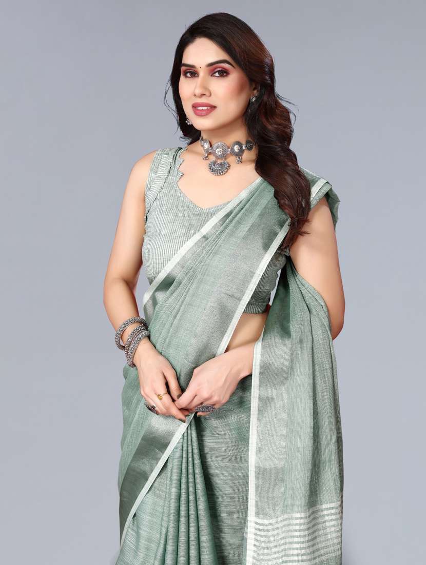 women solid with bordered saree with blouse - 22592751 -  Standard Image - 1