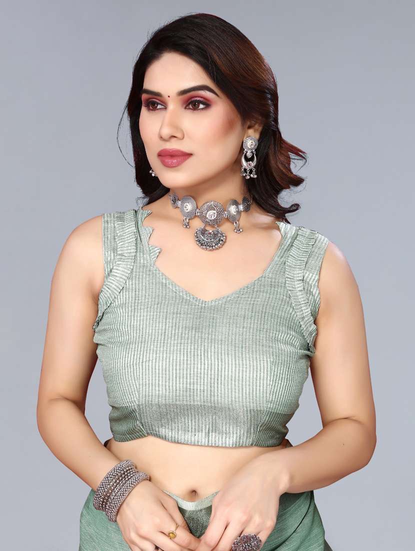 women solid with bordered saree with blouse - 22592751 -  Standard Image - 4