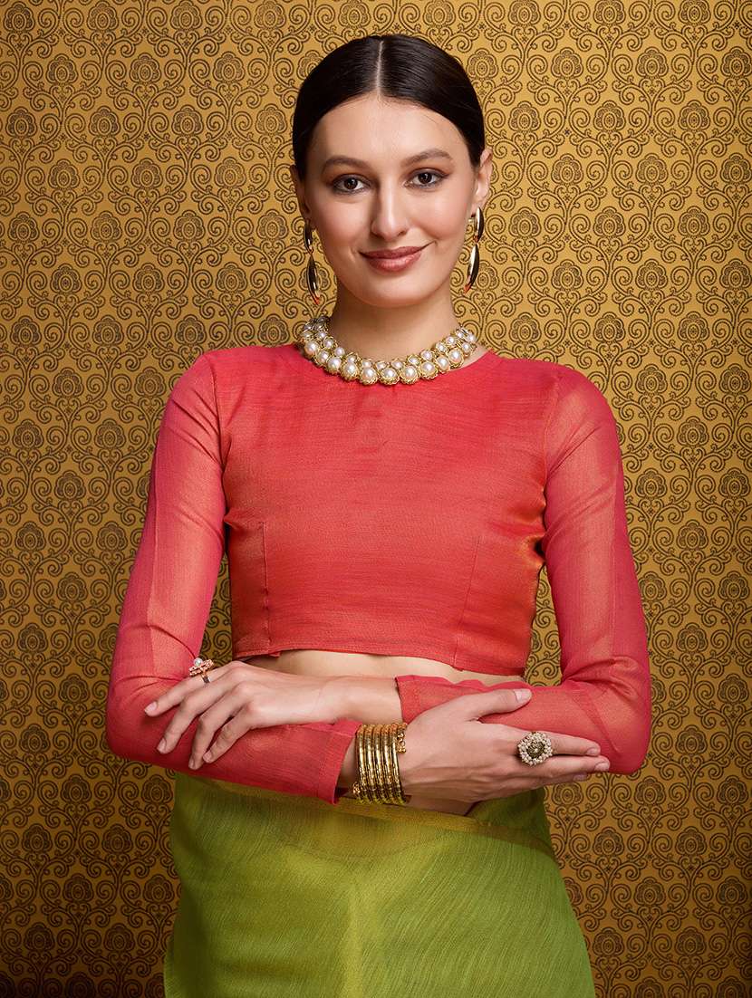 women solid plain saree with blouse - 22592757 -  Standard Image - 4