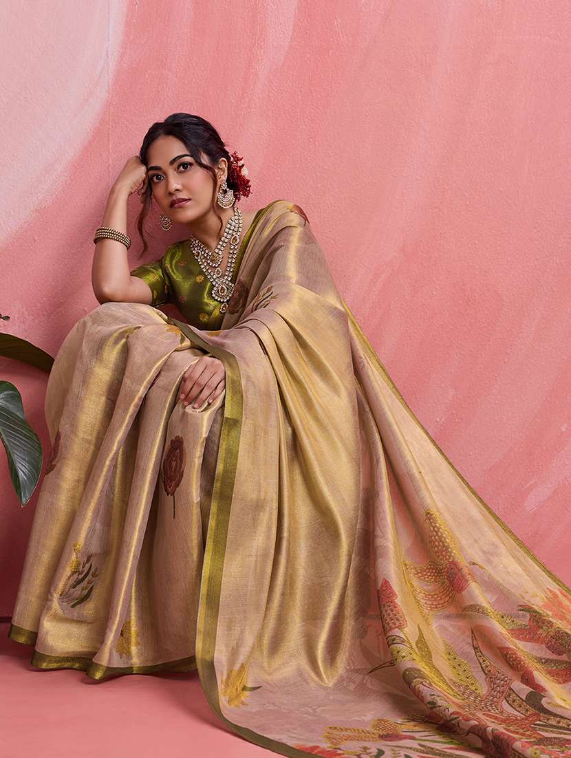 Women Printed Saree With Blouse - 22592884 -  Standard Image - 4