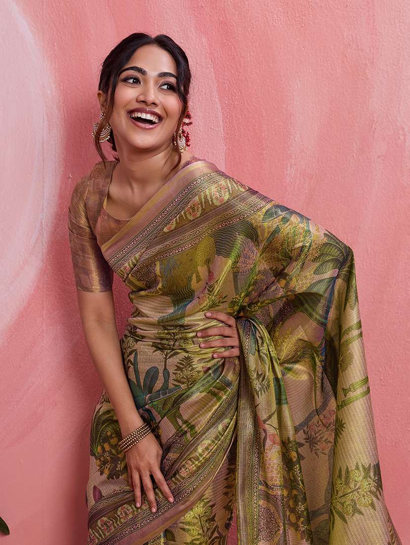 women printed saree with blouse - 22592889 -  Standard Image - 1