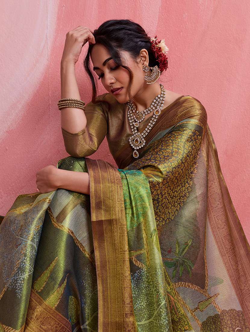 women printed saree with blouse - 22592895 -  Standard Image - 1