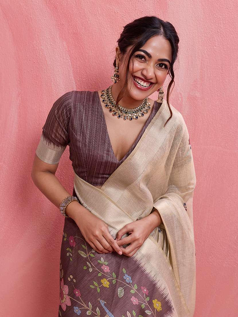 women printed casual wear saree with blouse - 22592918 -  Standard Image - 1