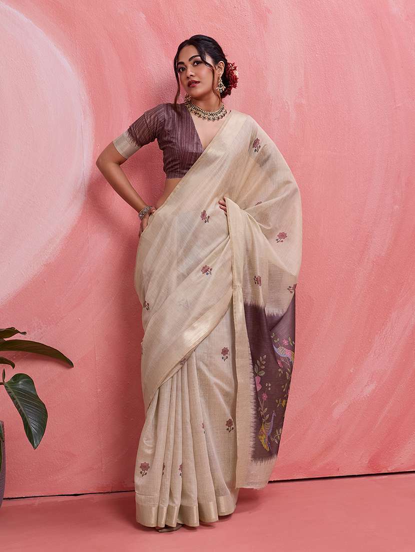 women printed casual wear saree with blouse - 22592918 -  Standard Image - 4
