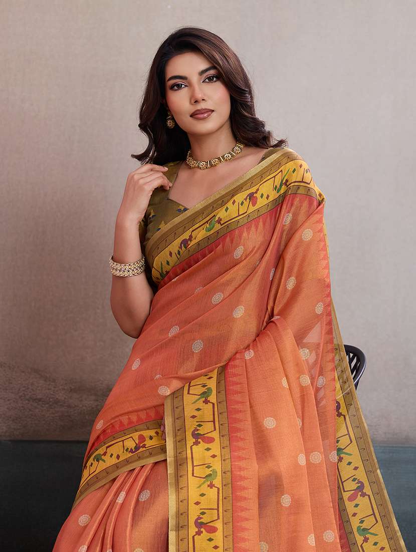 women printed bordered saree with blouse - 22592984 -  Standard Image - 1
