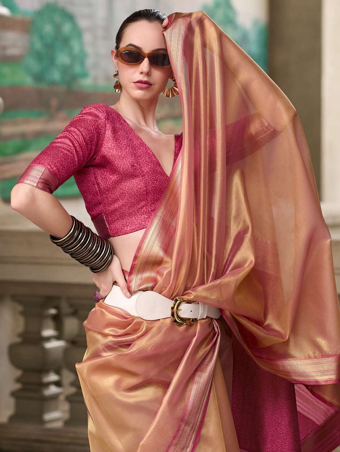 women solid with bordered saree with blouse - 22593027 -  Standard Image - 1