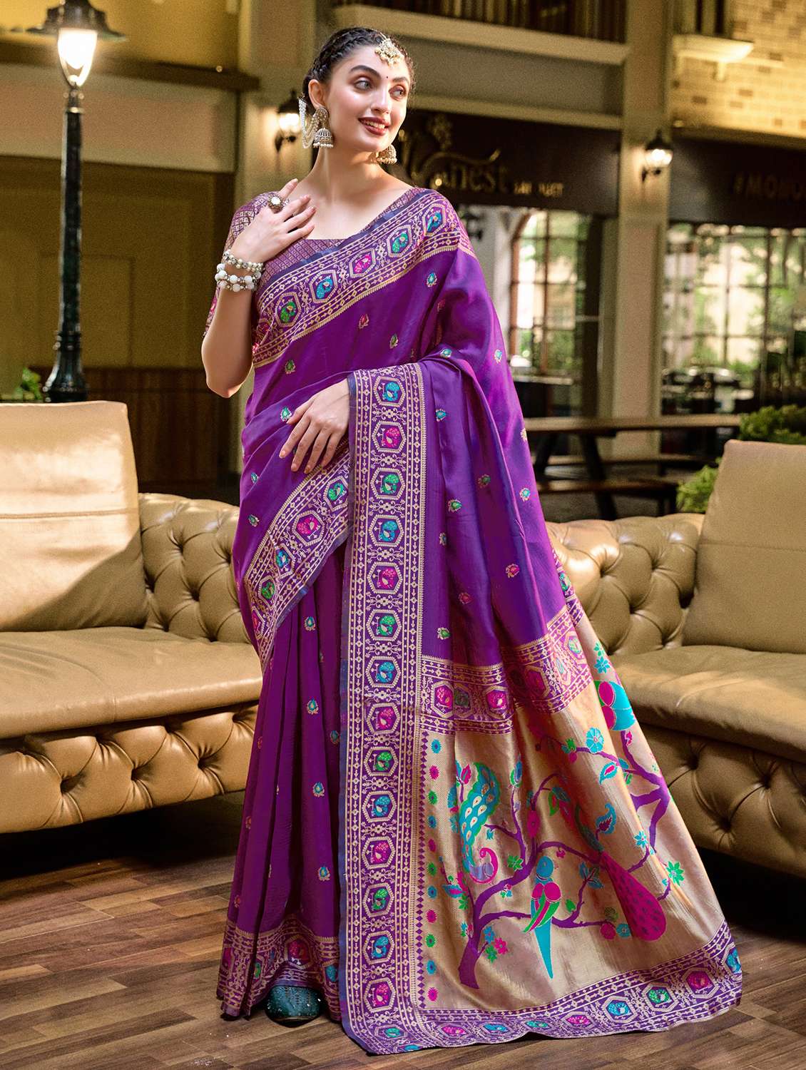 women self design paithani saree with blouse