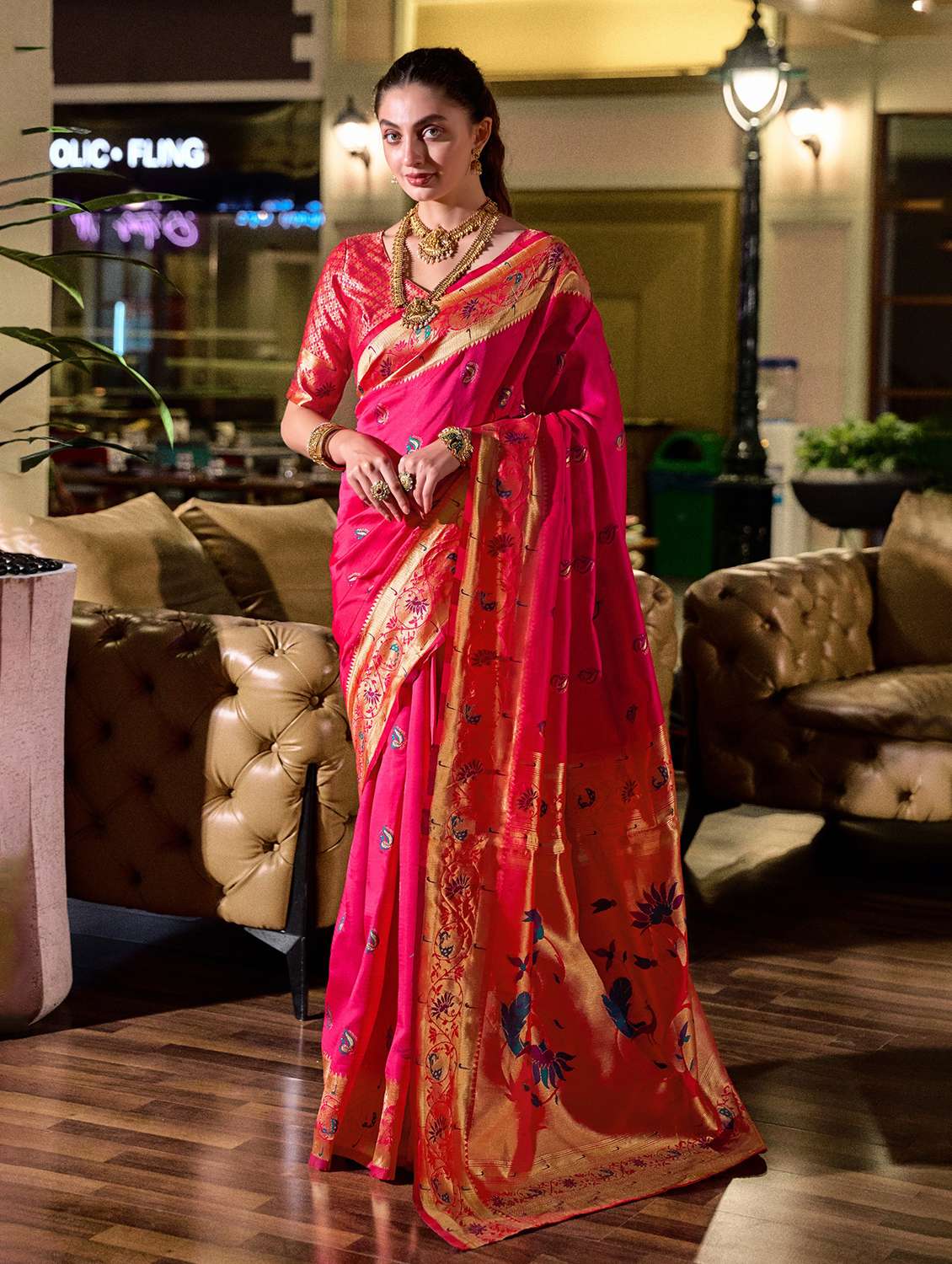 women self design paithani saree with blouse