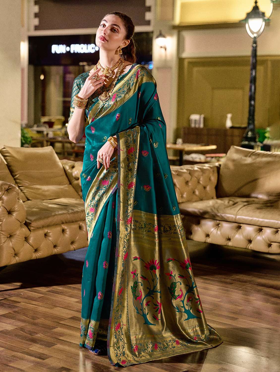 women self design paithani saree with blouse