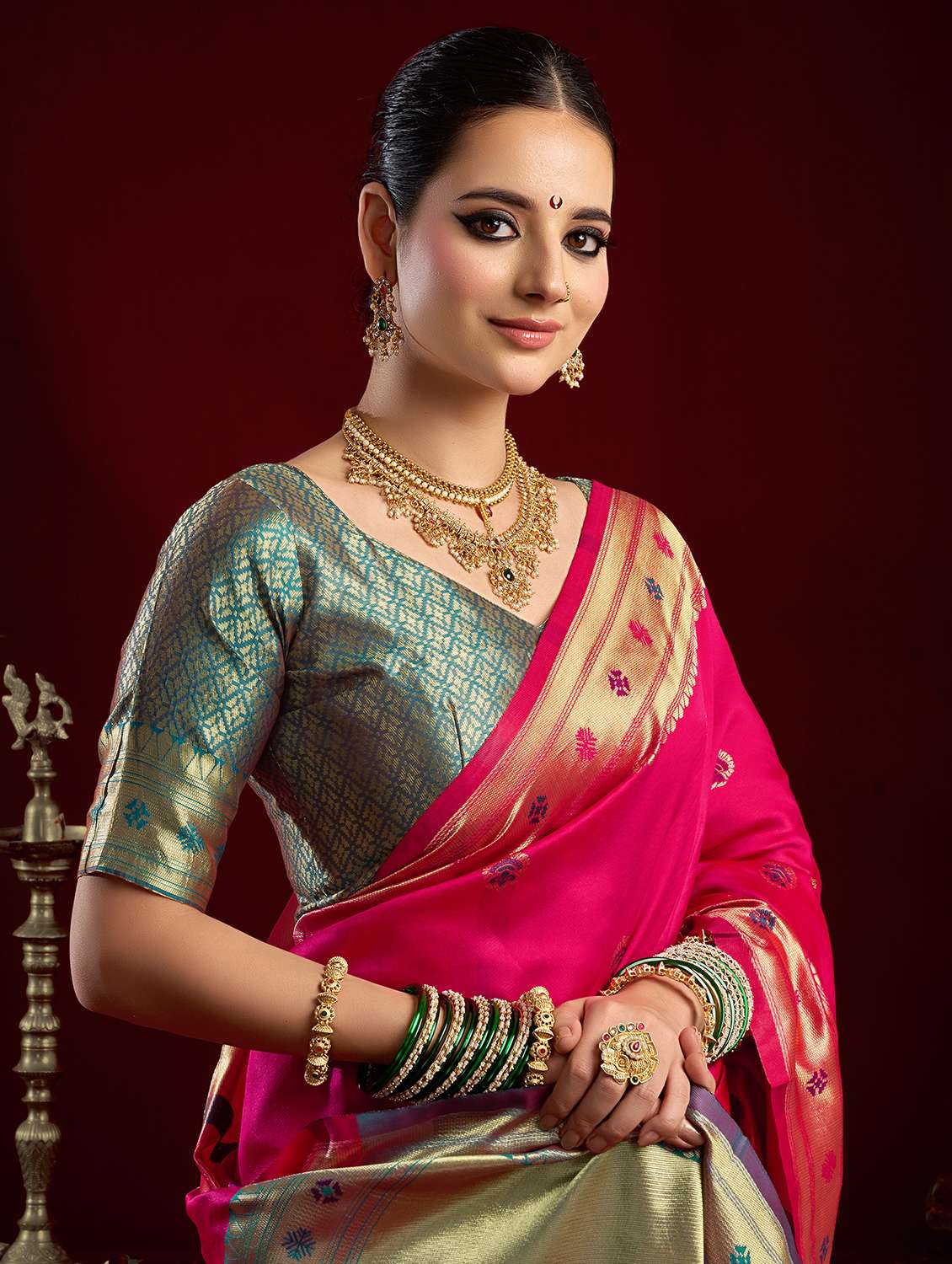 women self design paithani saree with blouse - 22593084 -  Standard Image - 1
