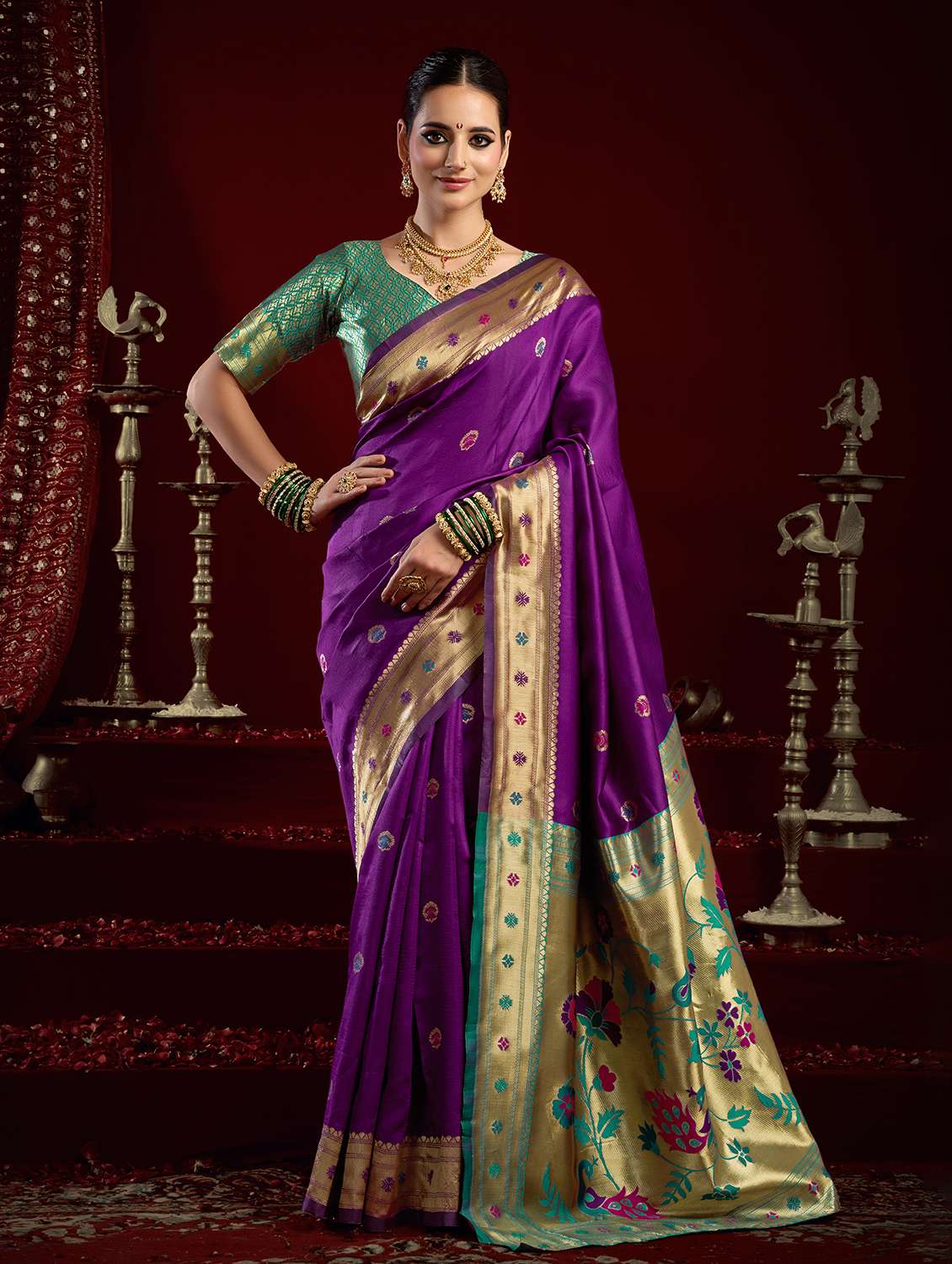 women self design paithani saree with blouse