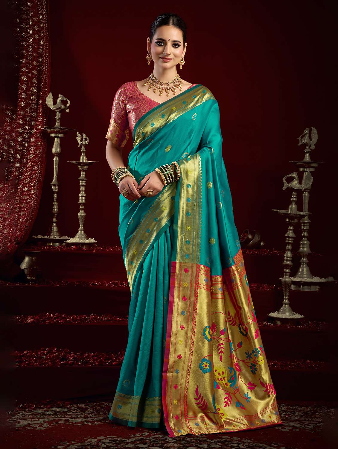 women self design paithani saree with blouse