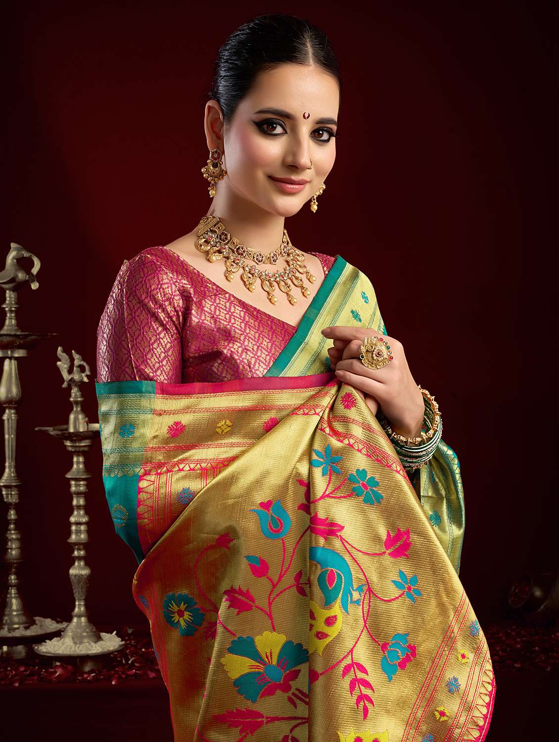 women self design paithani saree with blouse - 22593087 -  Standard Image - 1
