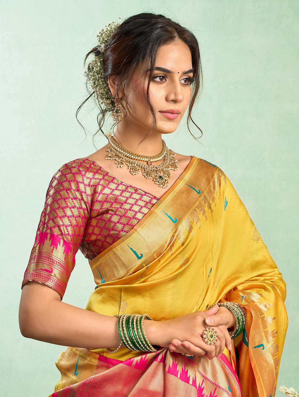 women self design paithani saree with blouse - 22593090 -  Standard Image - 1