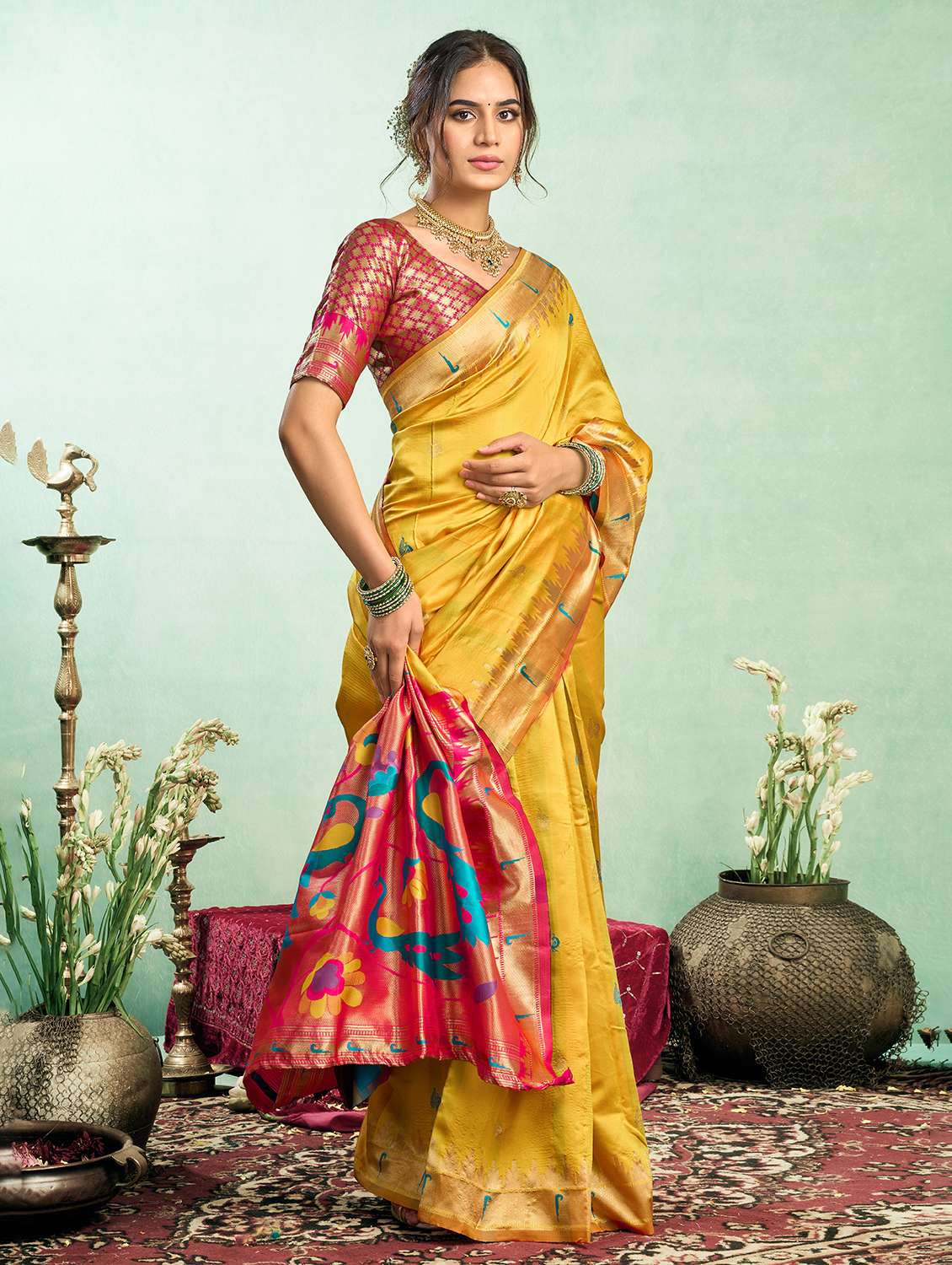 women self design paithani saree with blouse - 22593090 -  Standard Image - 4