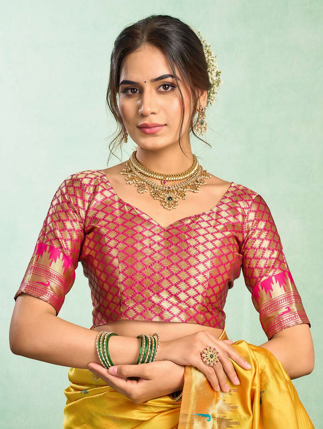 women self design paithani saree with blouse - 22593090 -  Standard Image - 6