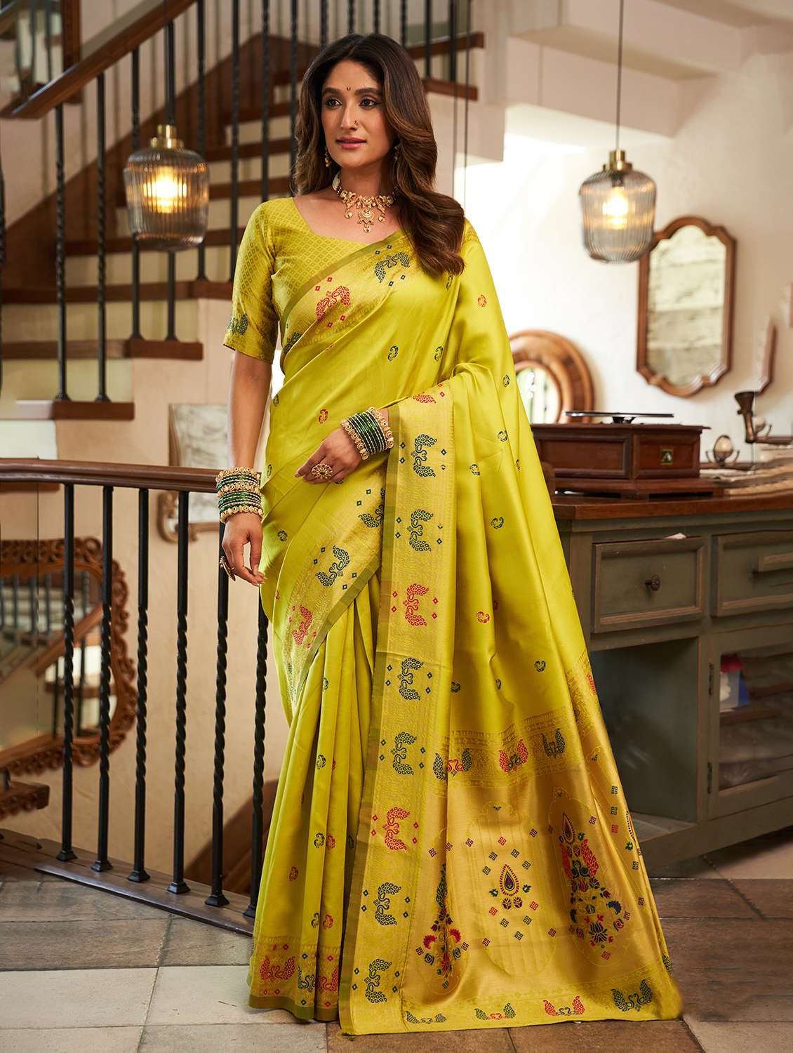 women self design paithani saree with blouse